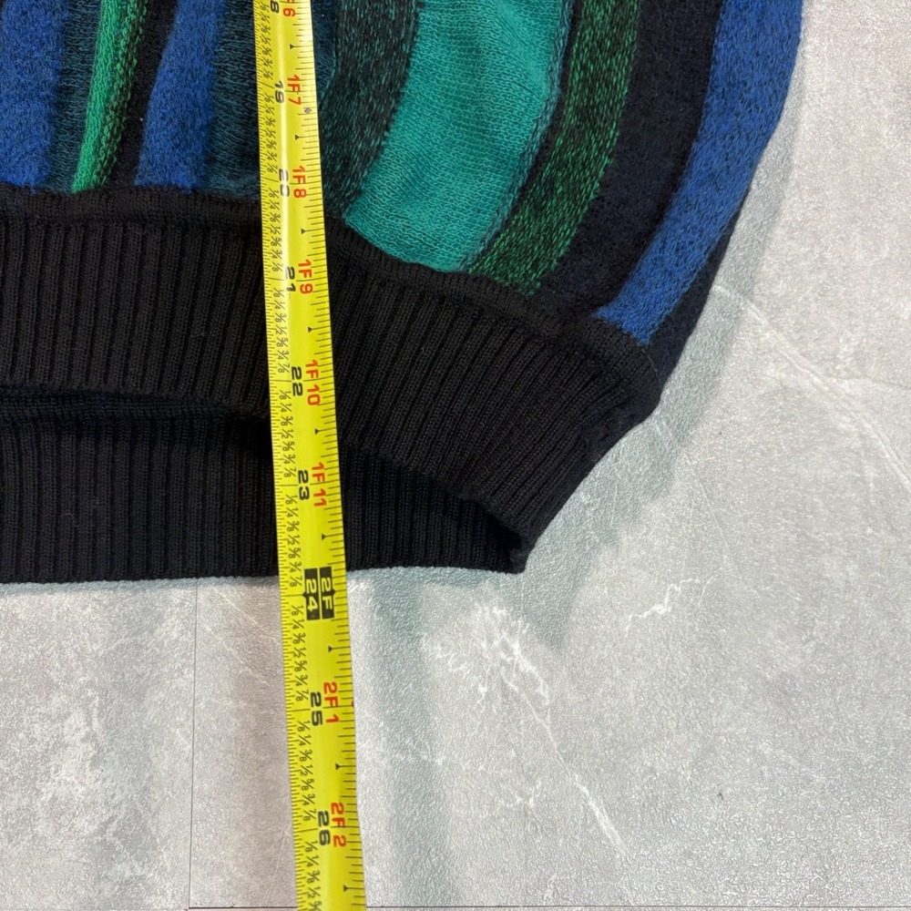 St. Croix Knits Vintage Mens XL Wool Mohair Abstract Sweater Teal Blue USA Made - Picture 4 of 5